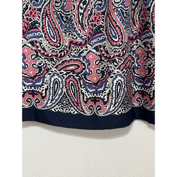 Vineyard Vines 100%Silk Sleeveless Top S Navy Pink White Paisley Print Coastal - Picture 3 of 9
